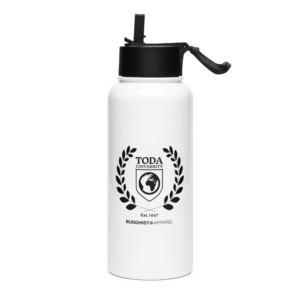 Toda University Stainless steel water bottle with a straw lid